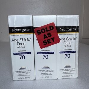 Lot of 3 Neutrogena Age Shield Face Sunscreen Lotion SPF 70 3.0 oz Ex 10/2026